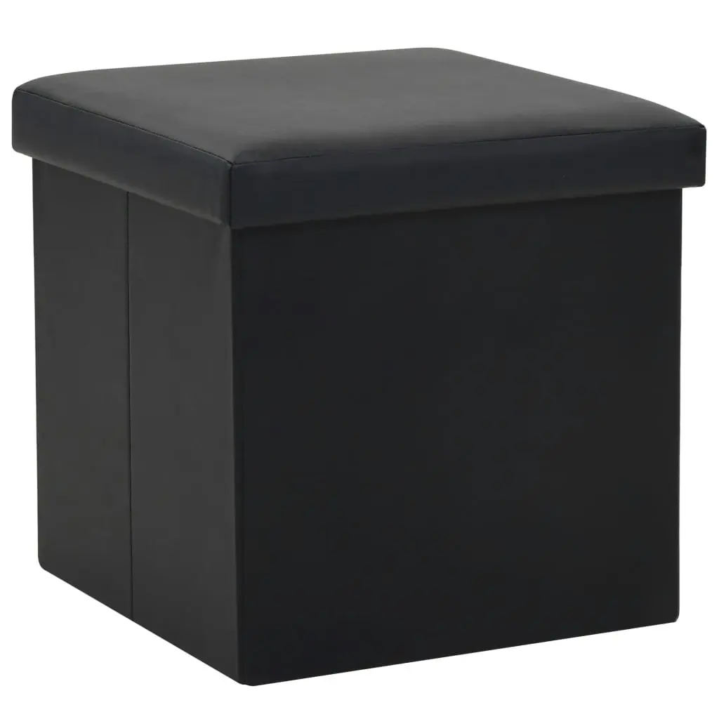 Folding Storage Stools 2 pcs Black Faux Leather 247083