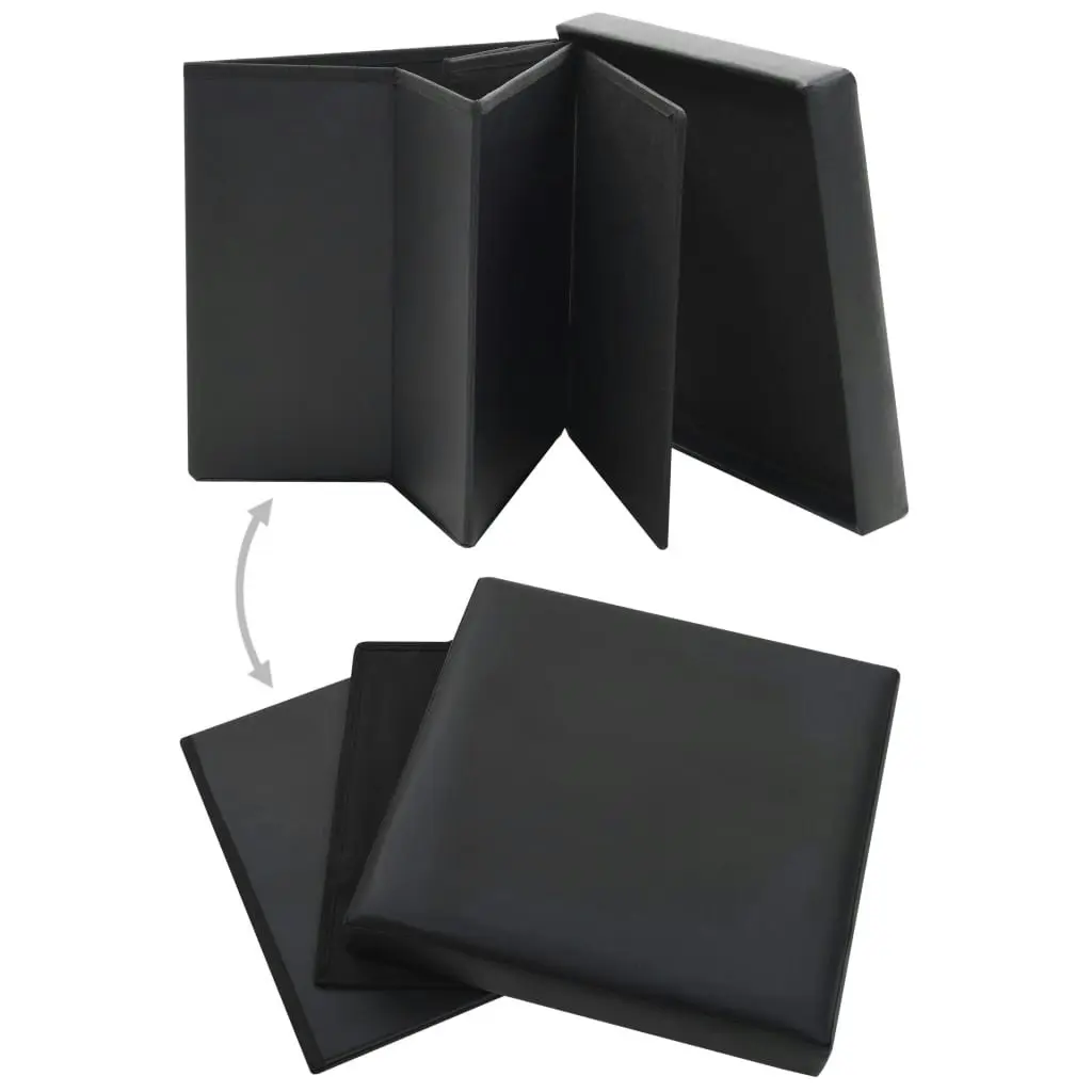 Folding Storage Stools 2 pcs Black Faux Leather 247083