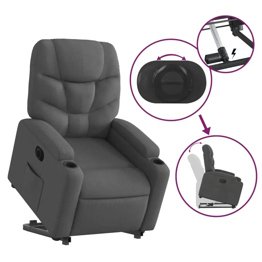 Electric Stand up Recliner Chair Dark Grey Fabric 3205633