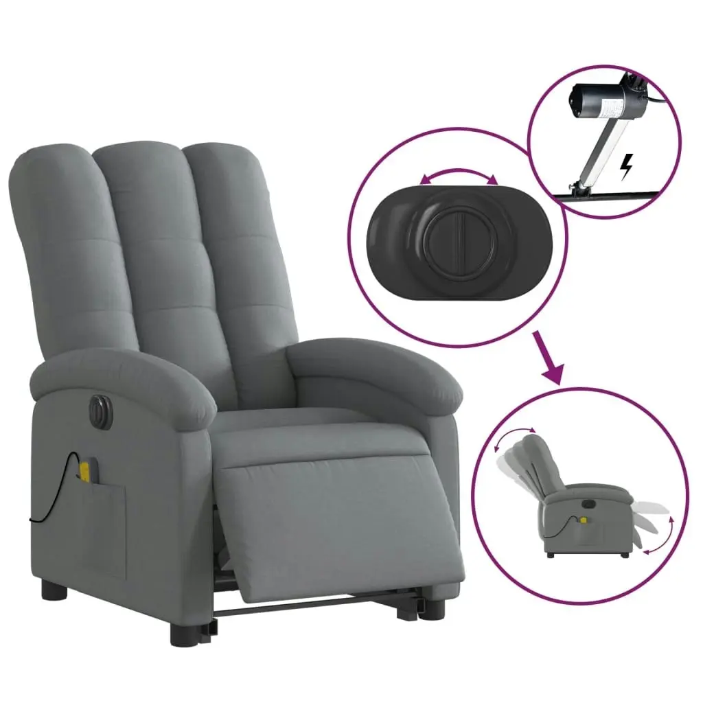 Electric Stand up Massage Recliner Chair Dark Grey Fabric 3205409