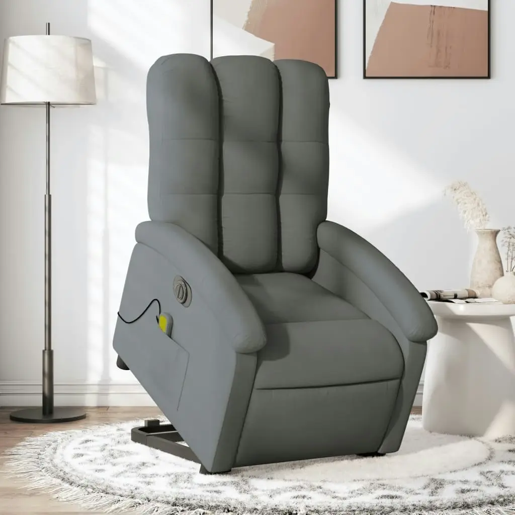 Electric Stand up Massage Recliner Chair Dark Grey Fabric 3205409