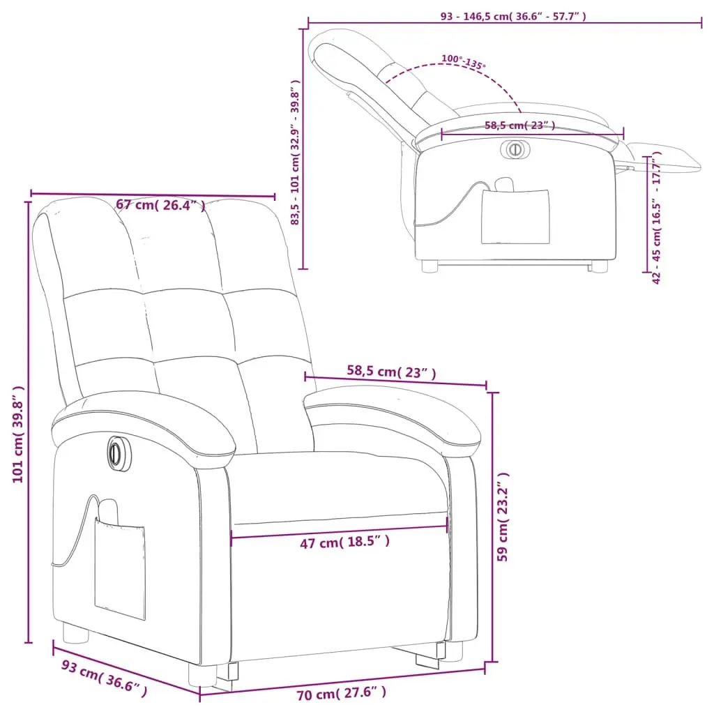 Electric Stand up Massage Recliner Chair Dark Grey Fabric 3205409