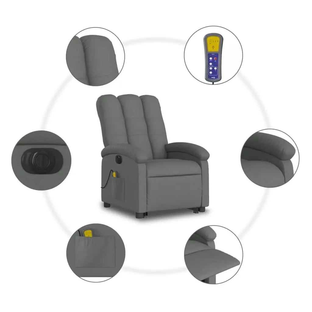 Electric Stand up Massage Recliner Chair Dark Grey Fabric 3205409