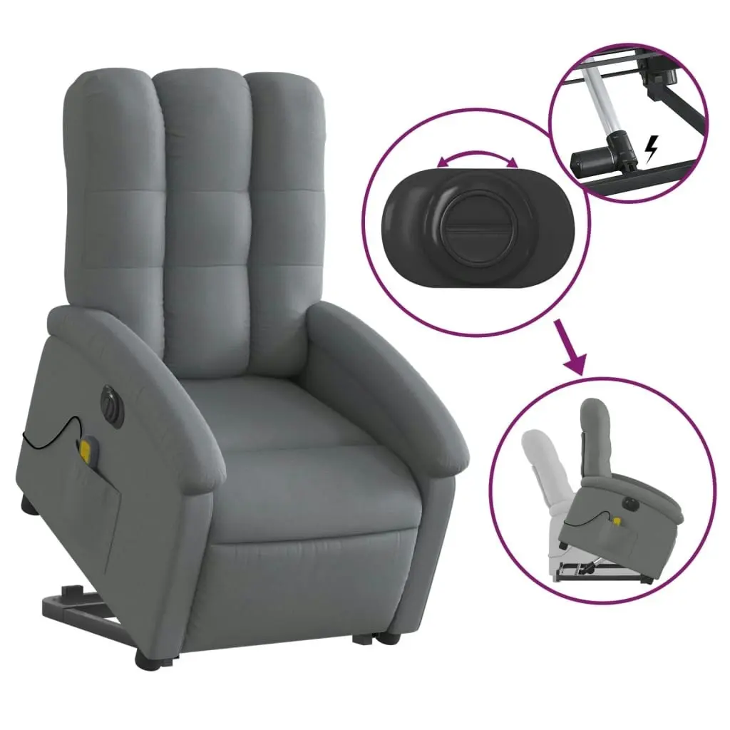 Electric Stand up Massage Recliner Chair Dark Grey Fabric 3205409