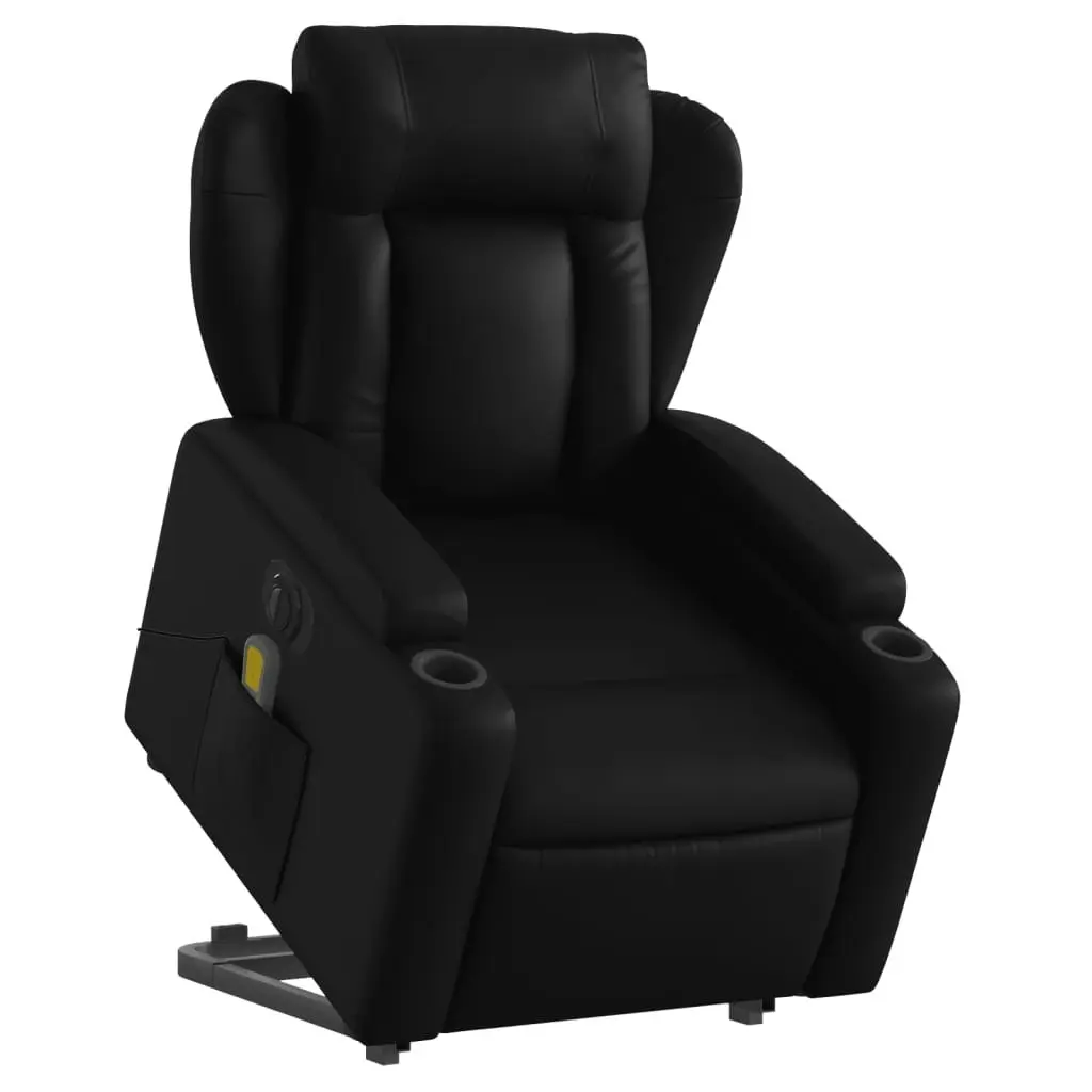 Electric Stand up Massage Recliner Chair Black Faux Leather 3205605