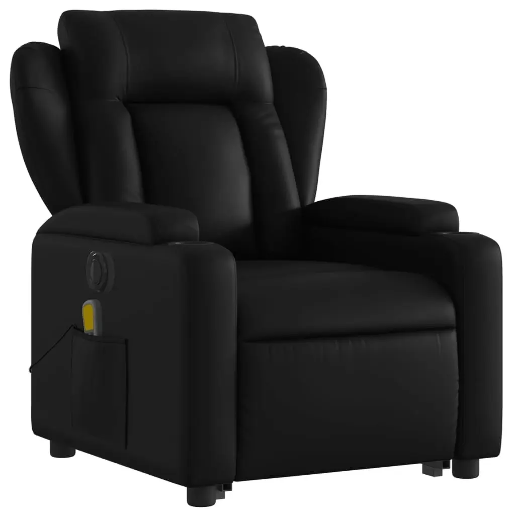 Electric Stand up Massage Recliner Chair Black Faux Leather 3205605