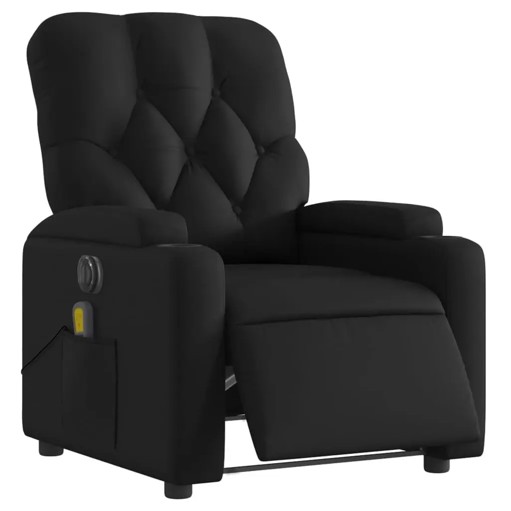 Electric Massage Recliner Chair Black Faux Leather 3205677