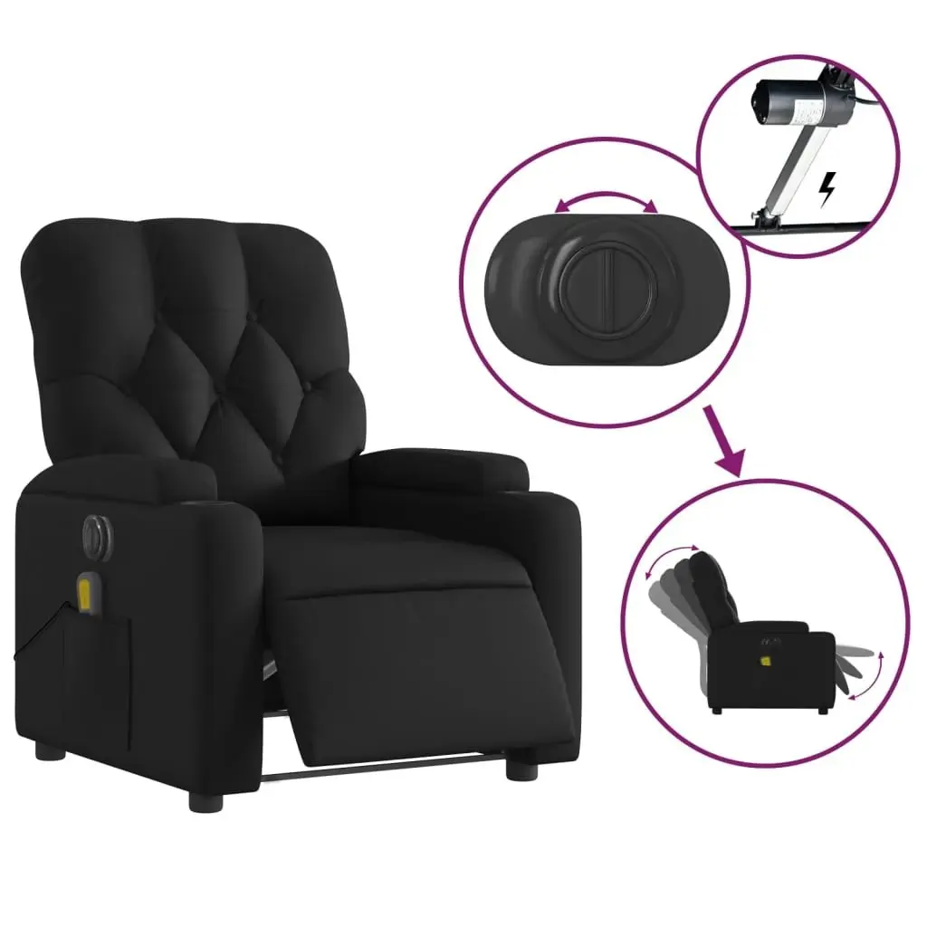 Electric Massage Recliner Chair Black Faux Leather 3205677