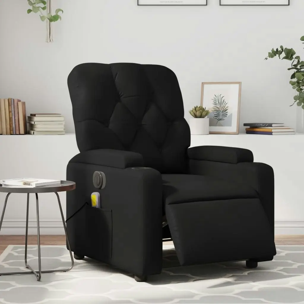 Electric Massage Recliner Chair Black Faux Leather 3205677