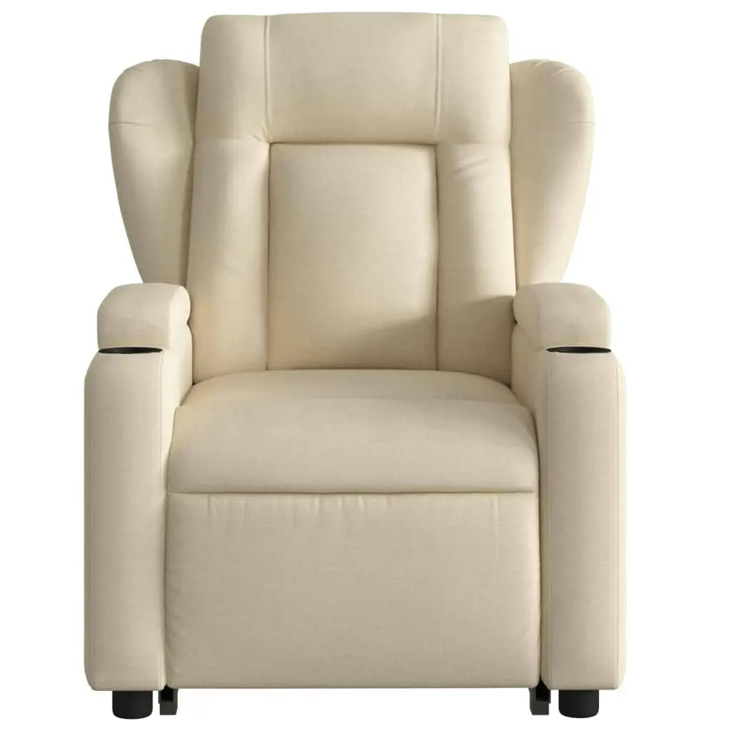 Electric Stand up Massage Recliner Chair Cream Fabric 3205595