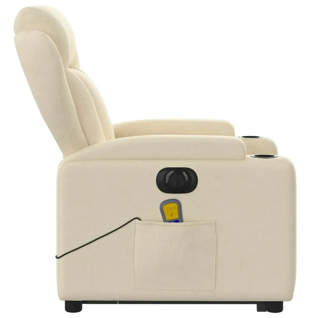 Electric Stand up Massage Recliner Chair Cream Fabric 3205595