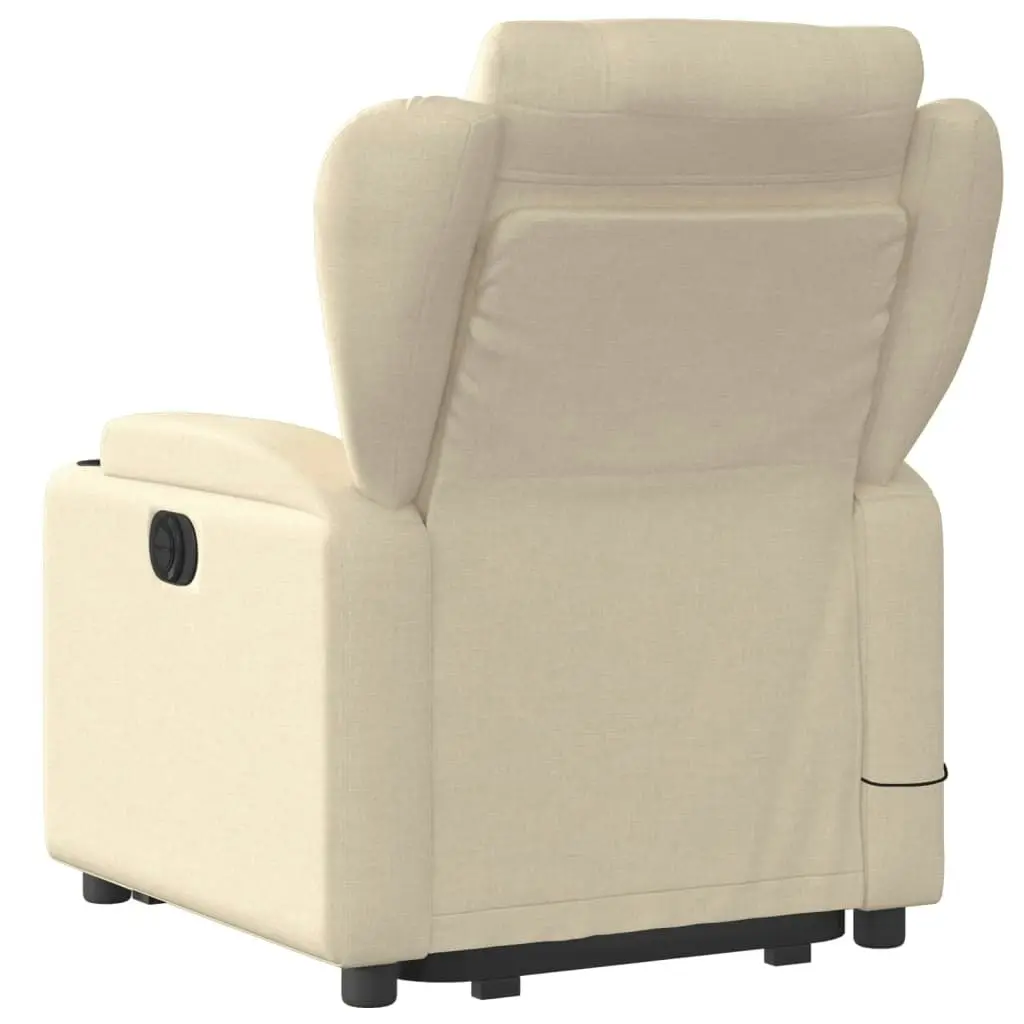 Electric Stand up Massage Recliner Chair Cream Fabric 3205595