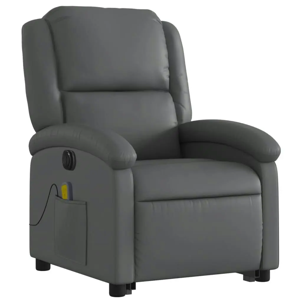 Electric Stand up Massage Recliner Chair Grey Faux Leather 3205467