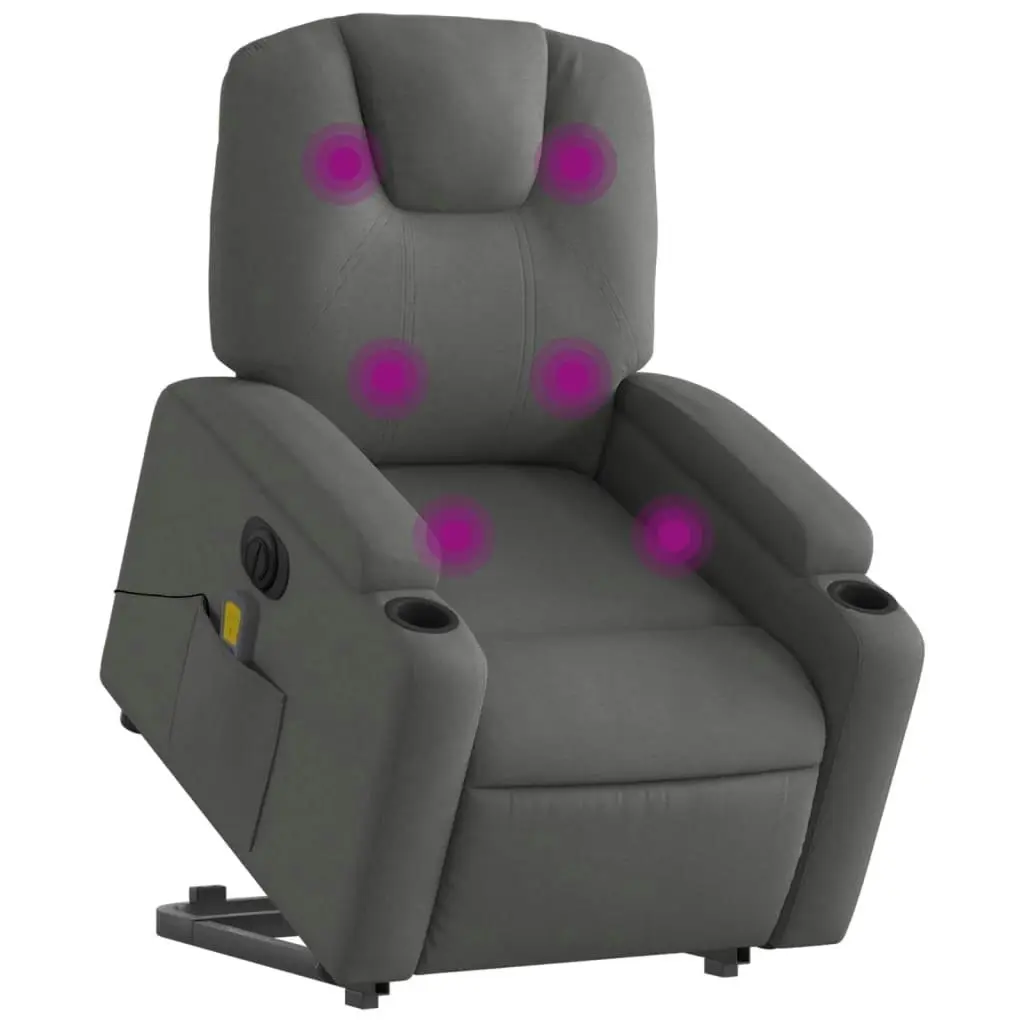 Electric Stand up Massage Recliner Chair Dark Grey Fabric 3205537