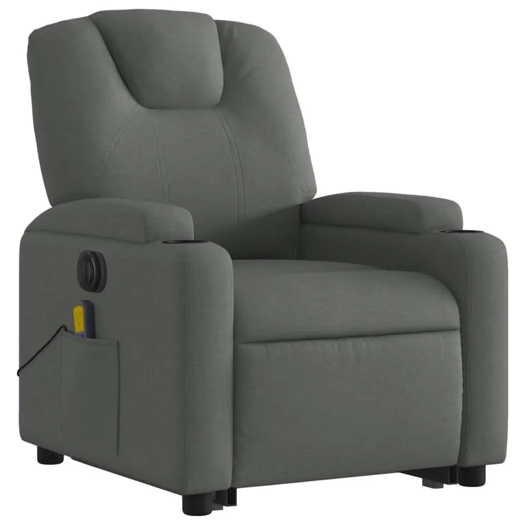 Electric Stand up Massage Recliner Chair Dark Grey Fabric 3205537