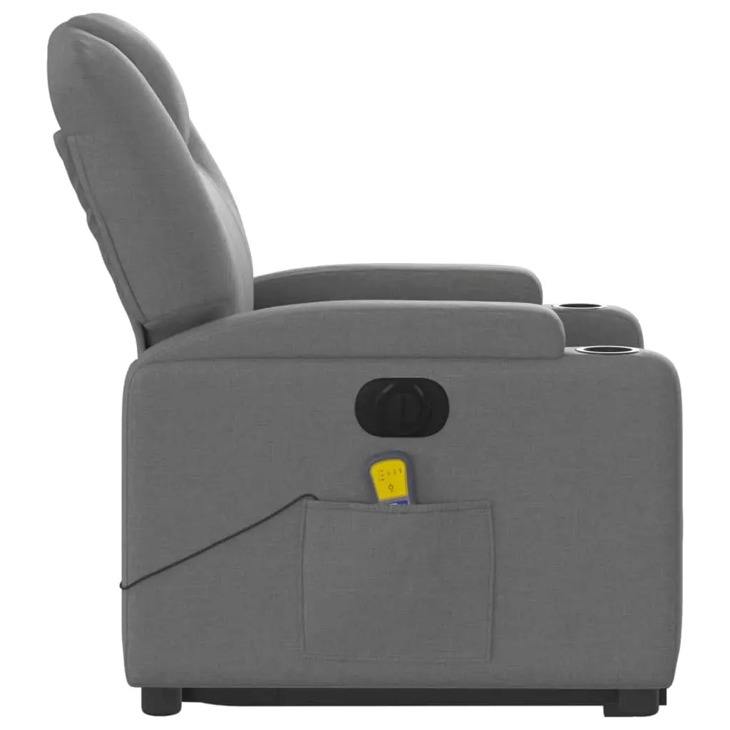 Electric Stand up Massage Recliner Chair Dark Grey Fabric 3205537