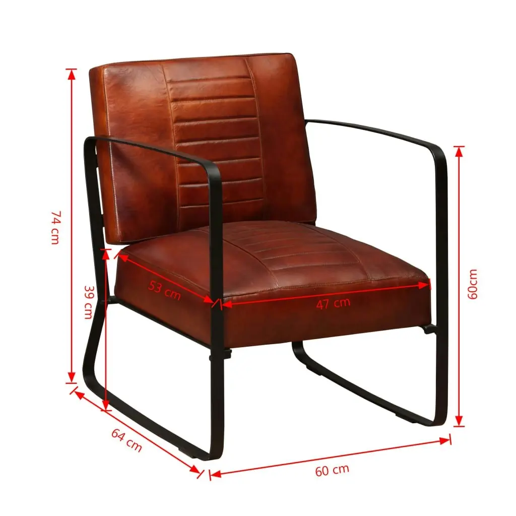 Lounge Chair Brown Genuine Leather 244629