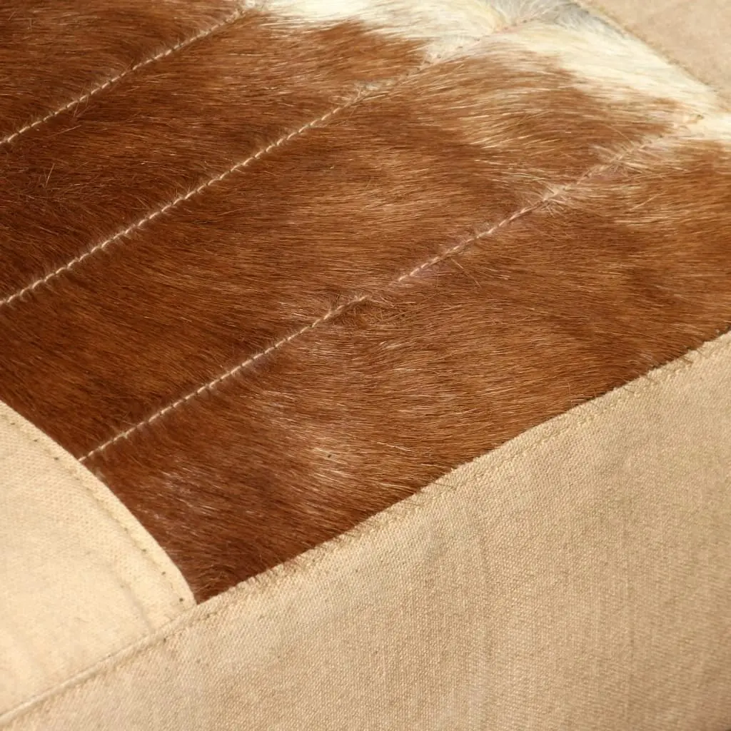 Lounge Chair Cream Genuine Goatskin and Canvas 244630