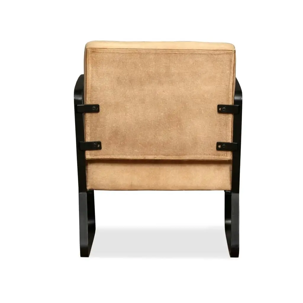 Lounge Chair Cream Genuine Goatskin and Canvas 244630