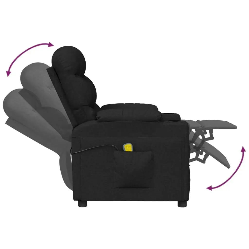 Massage Chair Black Fabric 348084