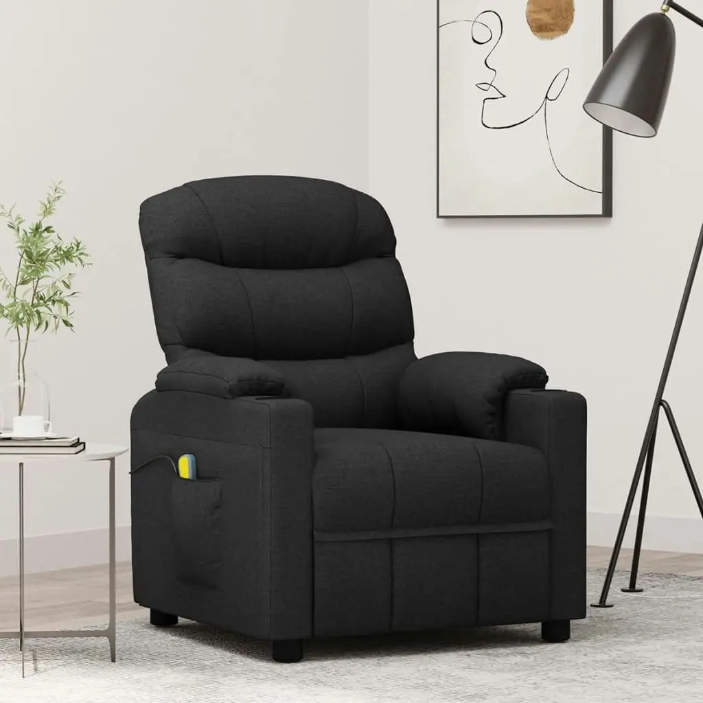 Massage Chair Black Fabric 348084