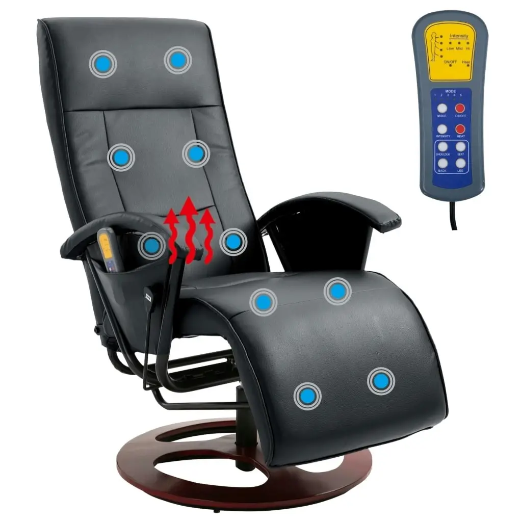 Massage Chair Black Faux Leather 60311