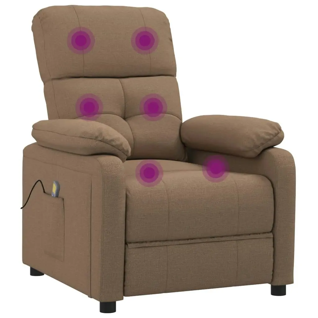 Massage Chair Brown Fabric 348291