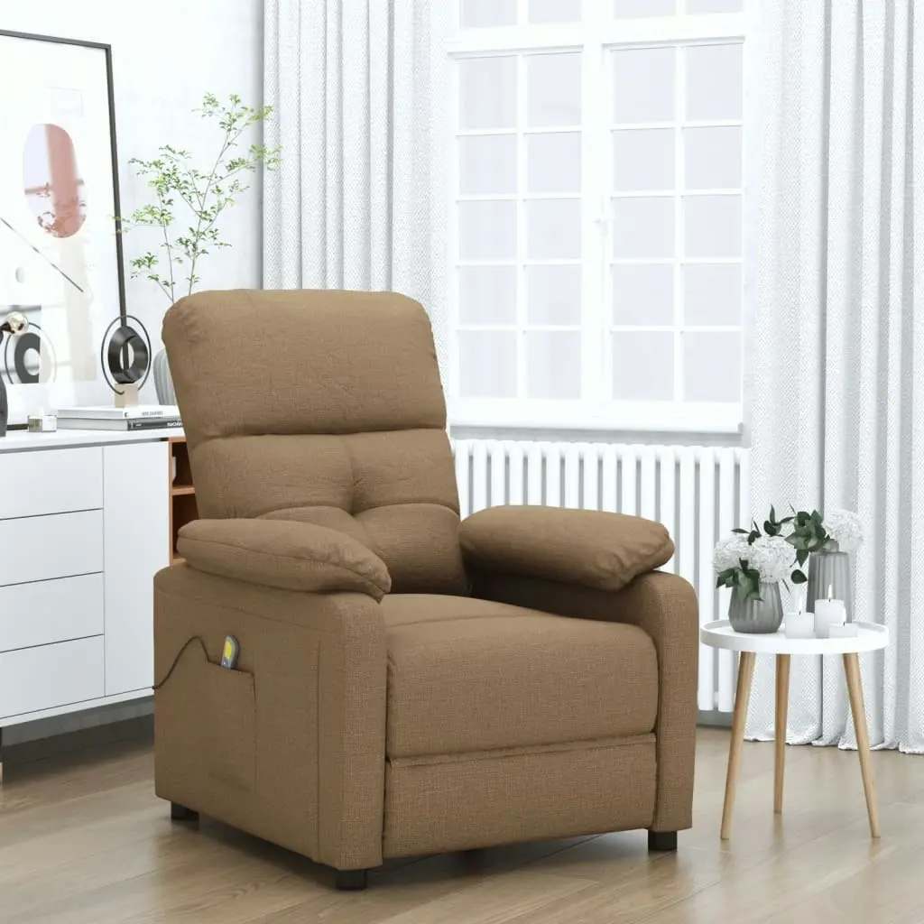 Massage Chair Brown Fabric 348291