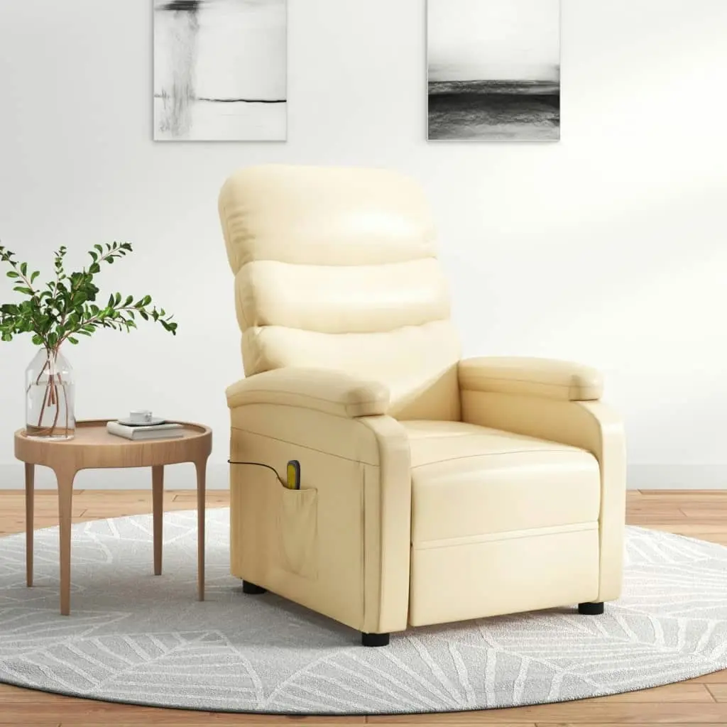 Massage Chair Cream Faux Leather 342694