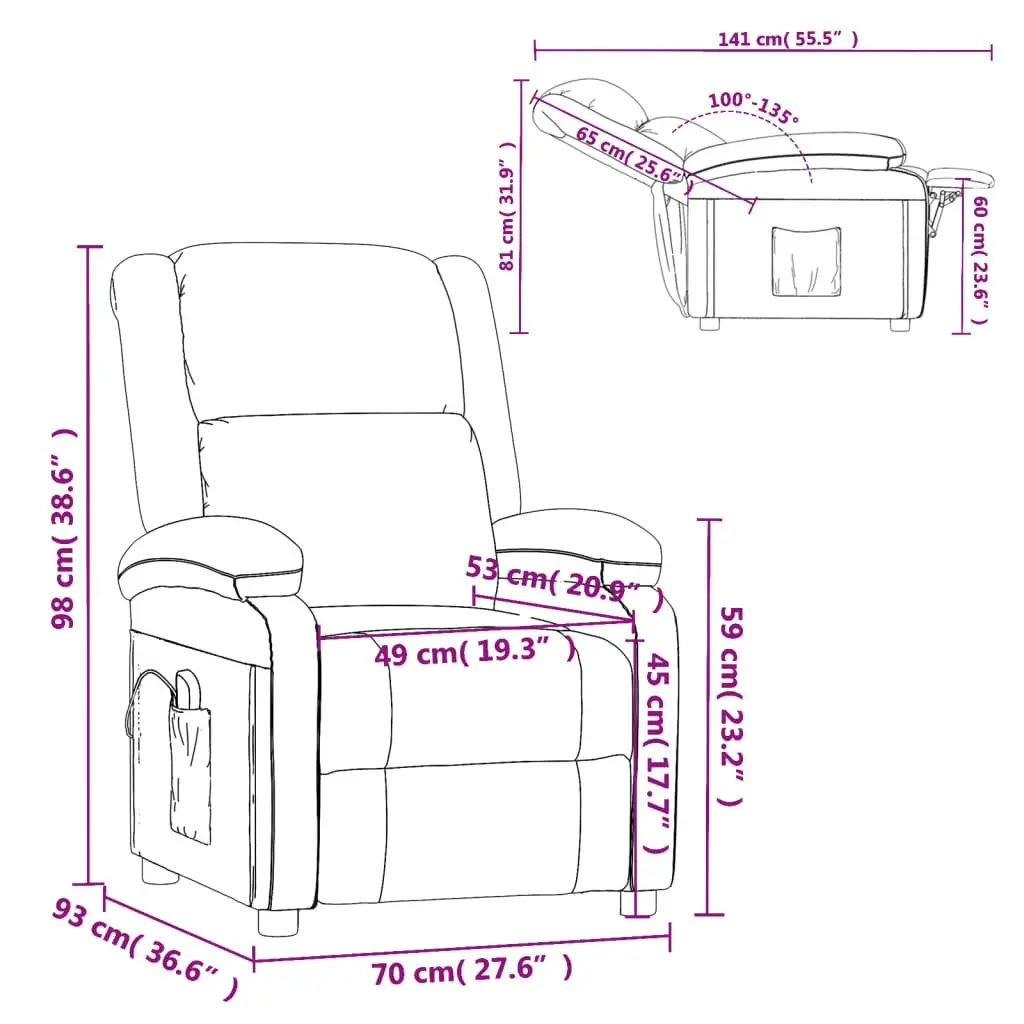 Massage Chair Anthracite Faux Leather 348464