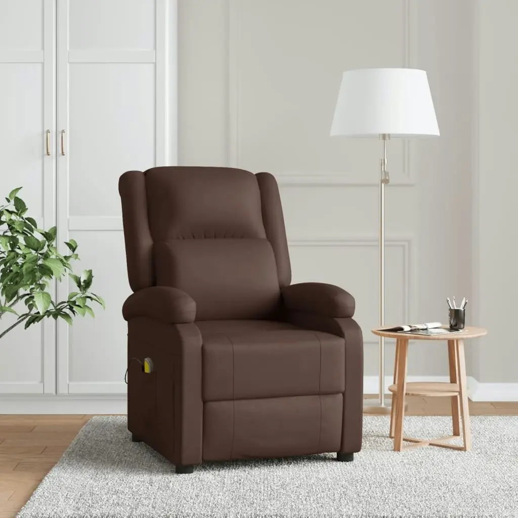 Massage Chair Brown Faux Leather 348463