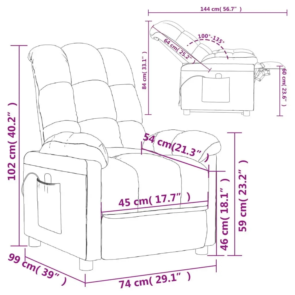 Massage Chair Black Fabric 342735