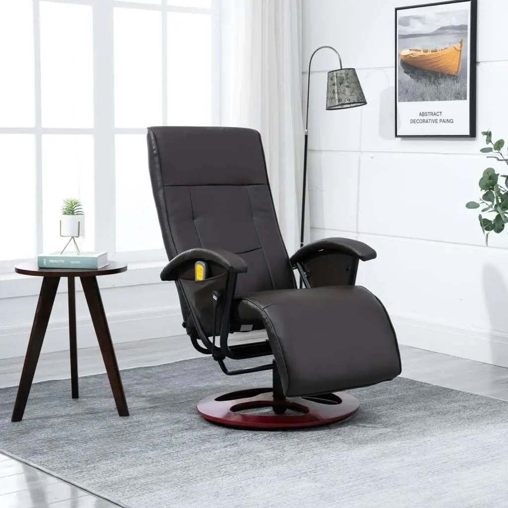 Massage Chair Brown Faux Leather 322474