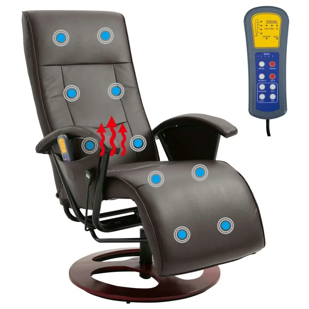 Massage Chair Brown Faux Leather 322474