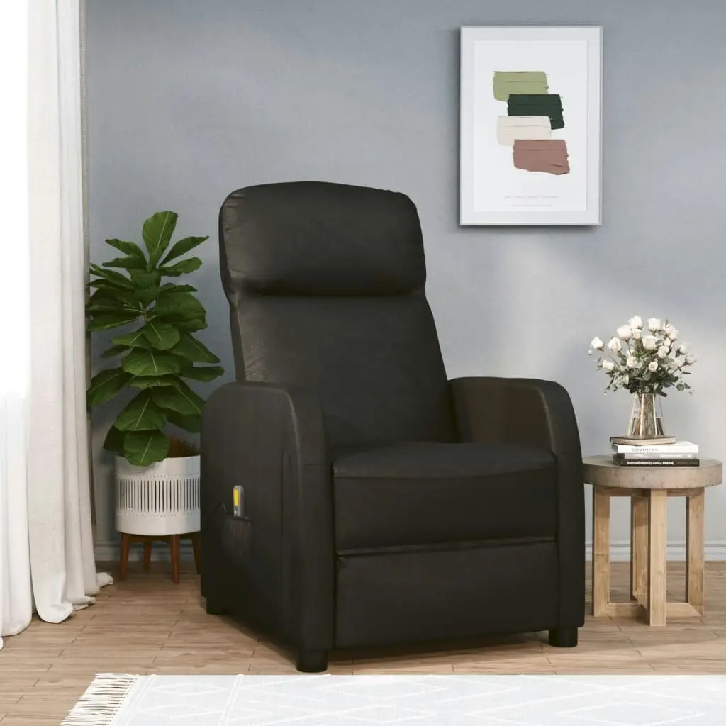 Massage Chair Black Faux Leather 321359