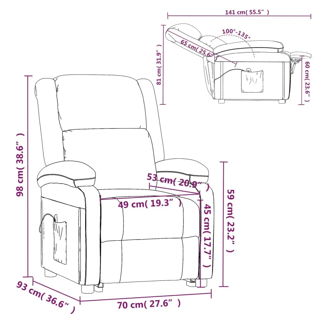 Massage Chair Dark Grey Fabric 348448