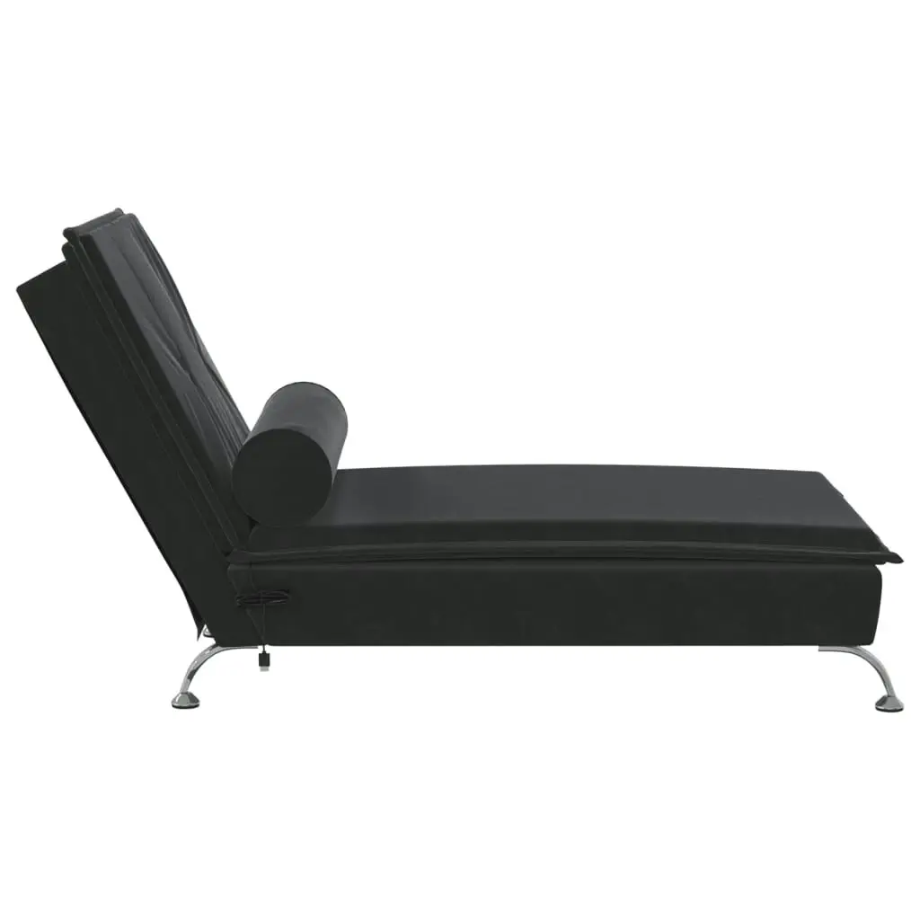 Massage Chaise Lounge with Bolster Black Velvet 379455