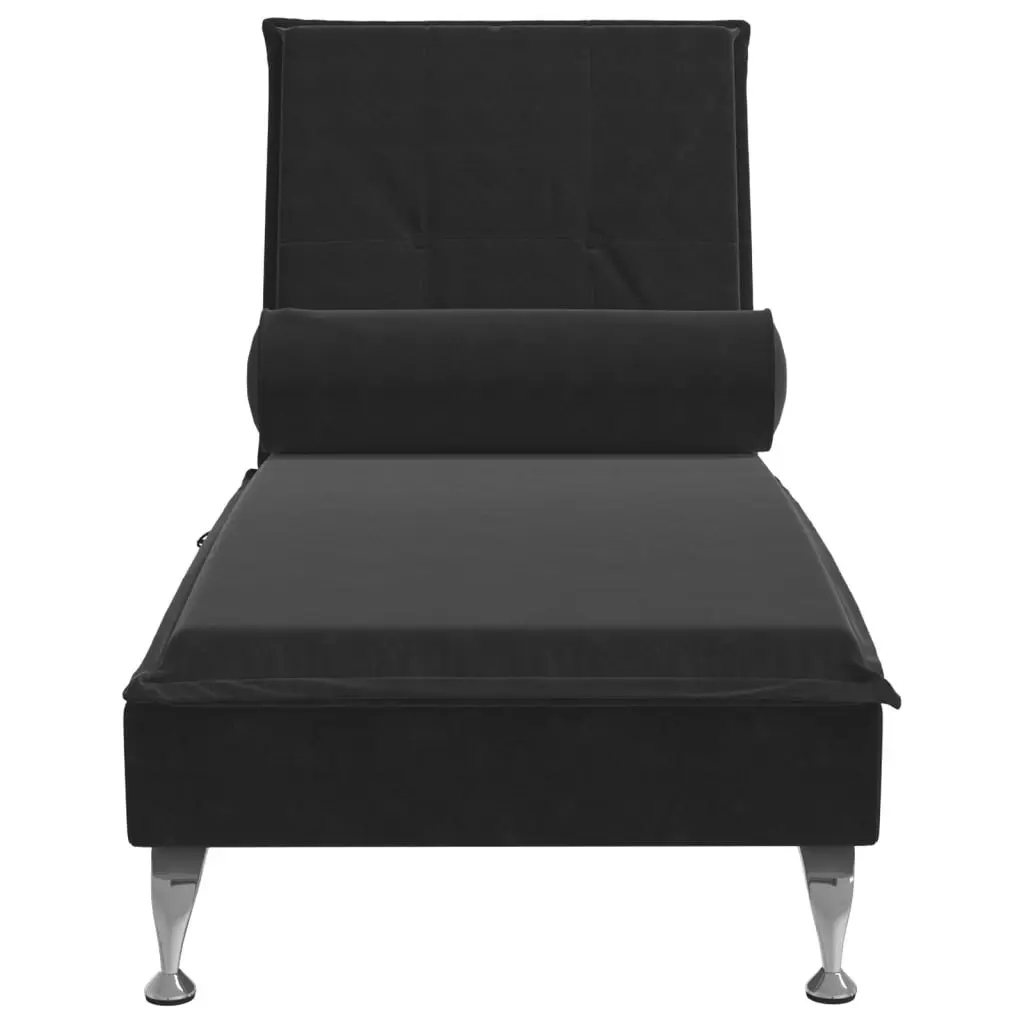 Massage Chaise Lounge with Bolster Black Velvet 379455