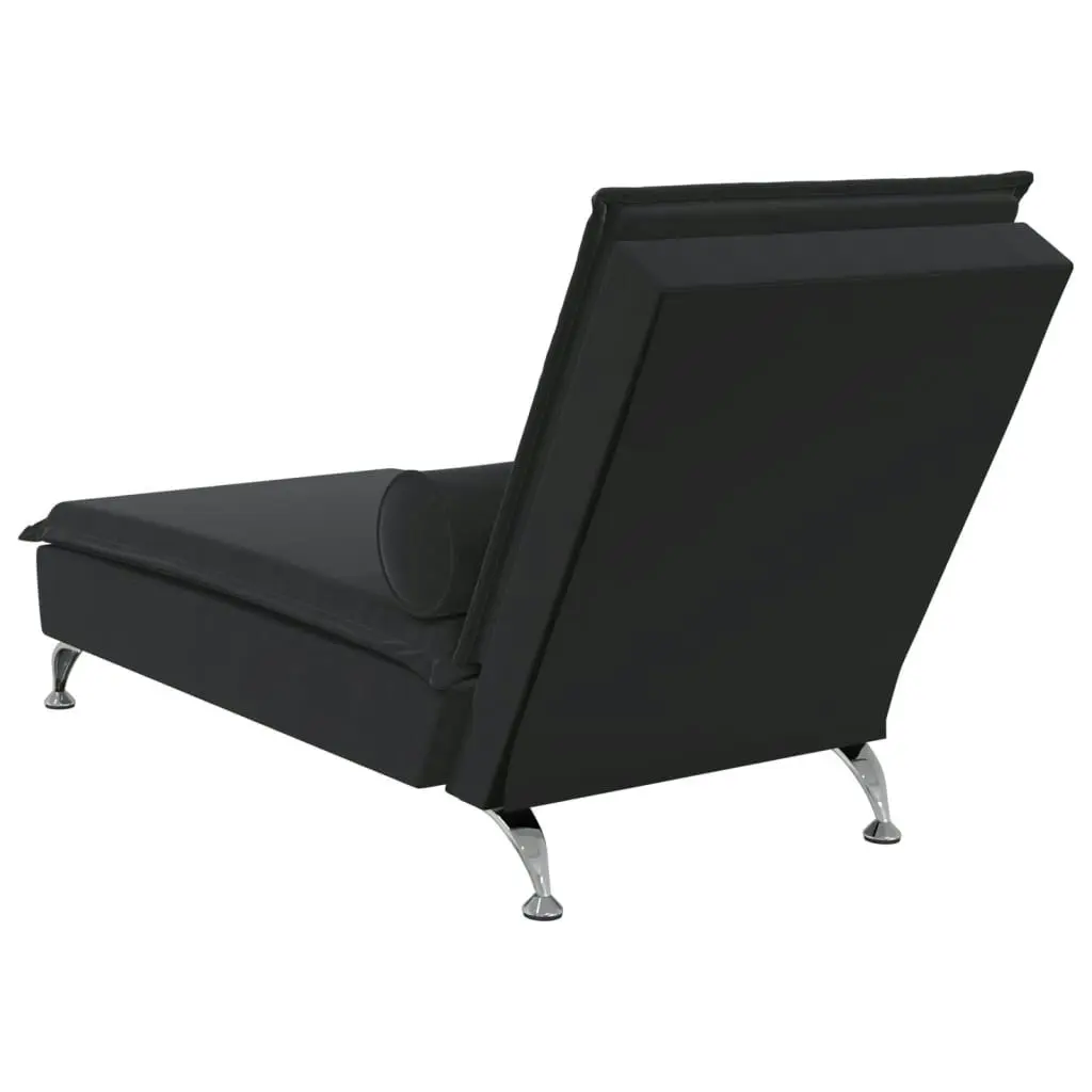 Massage Chaise Lounge with Bolster Black Velvet 379455