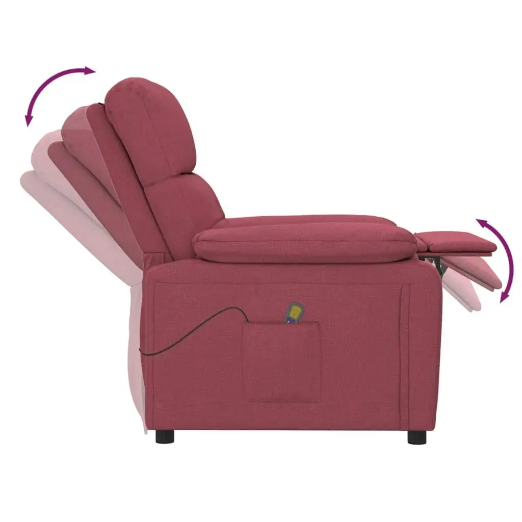 Massage Chair Wine Red Fabric 348290