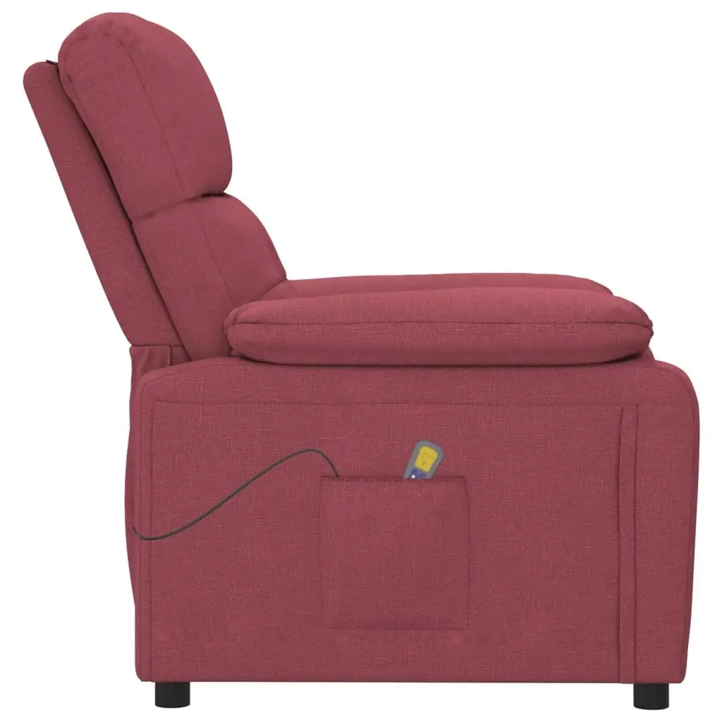 Massage Chair Wine Red Fabric 348290