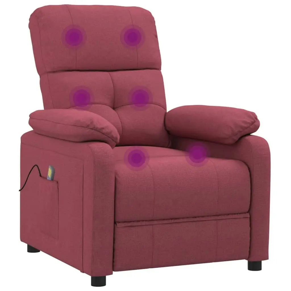 Massage Chair Wine Red Fabric 348290