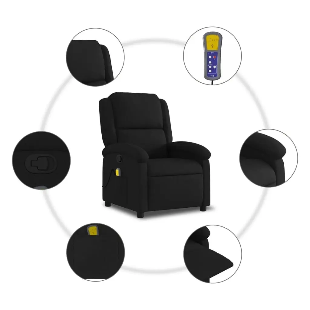 Massage Recliner Chair Black Fabric 3205418