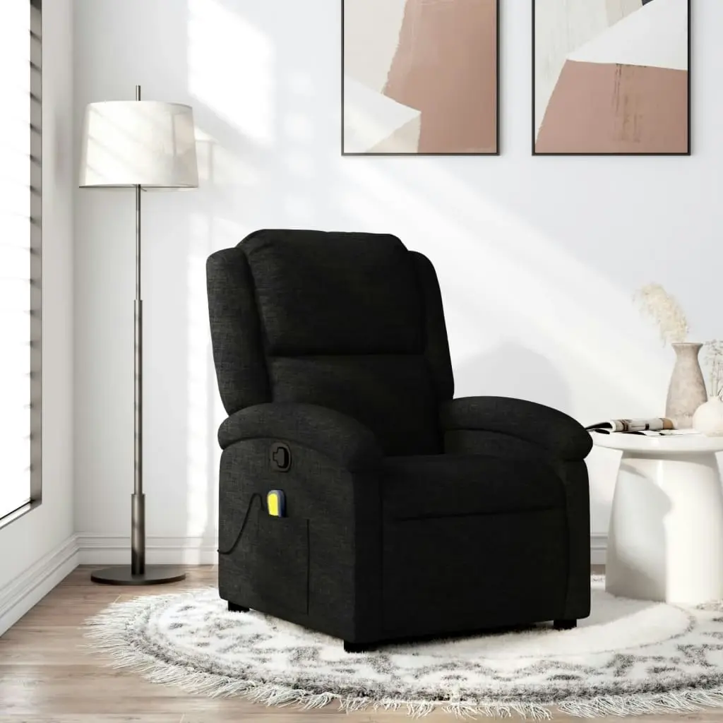 Massage Recliner Chair Black Fabric 3205418