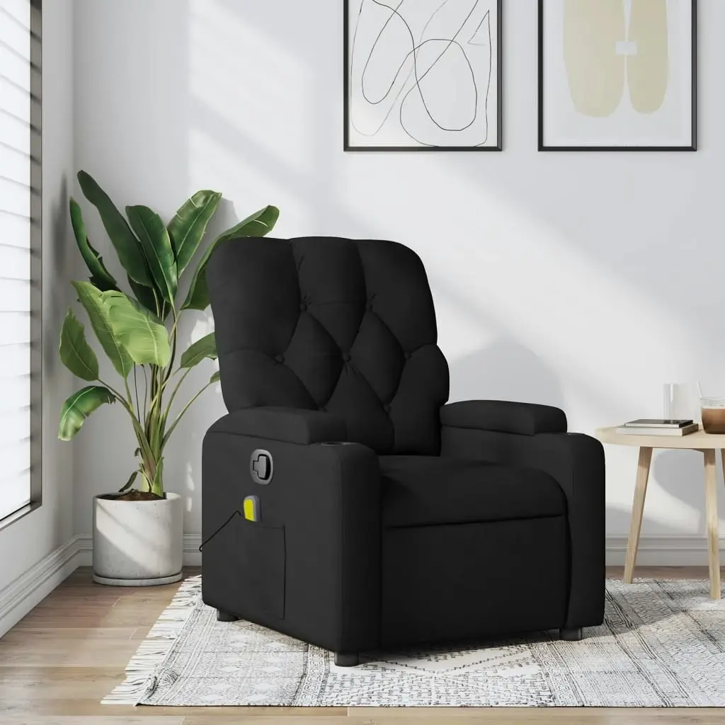 Massage Recliner Chair Black Fabric 3205666