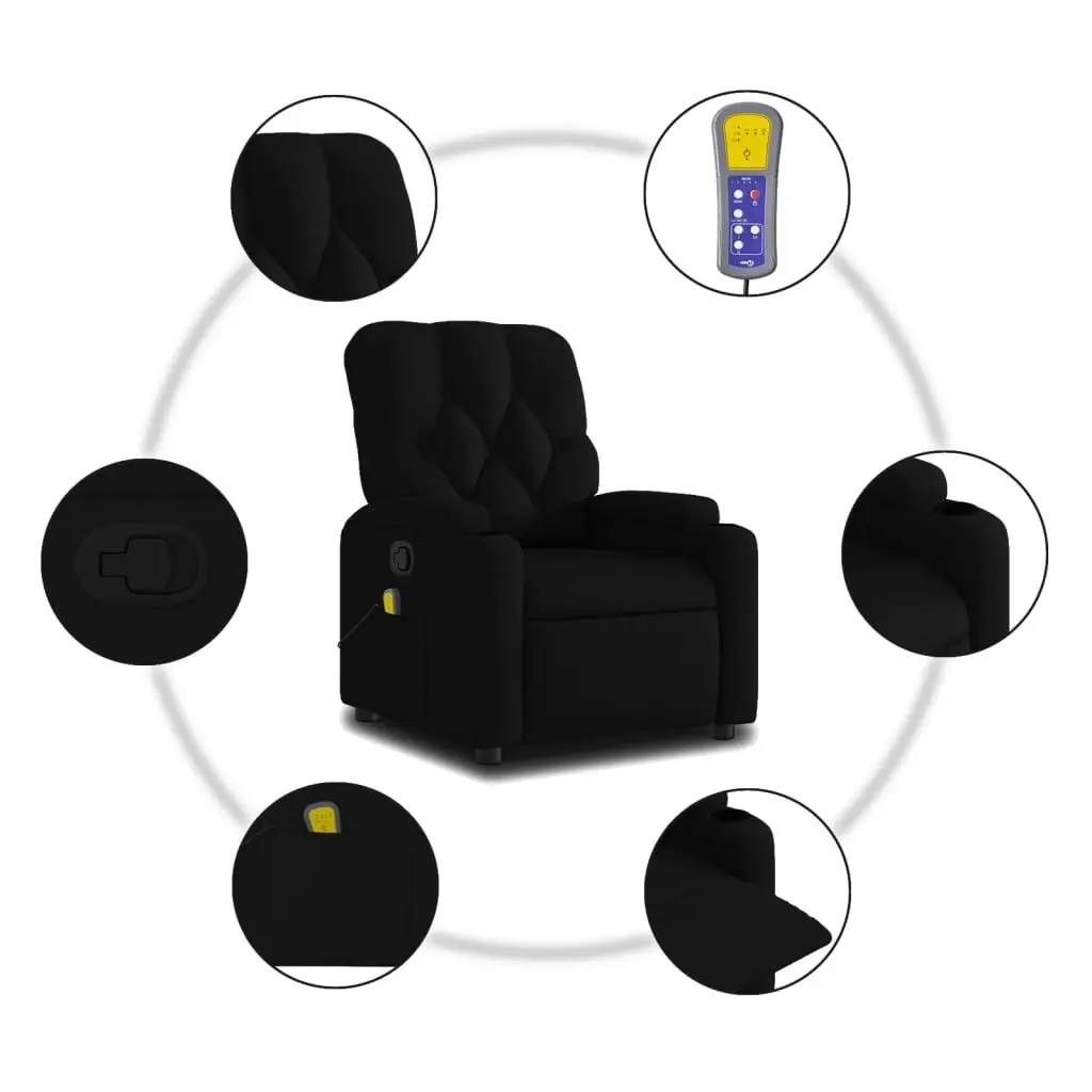 Massage Recliner Chair Black Fabric 3205666