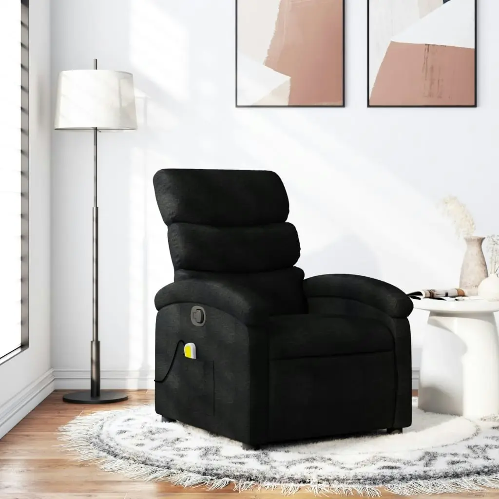 Massage Recliner Chair Black Fabric 3205366