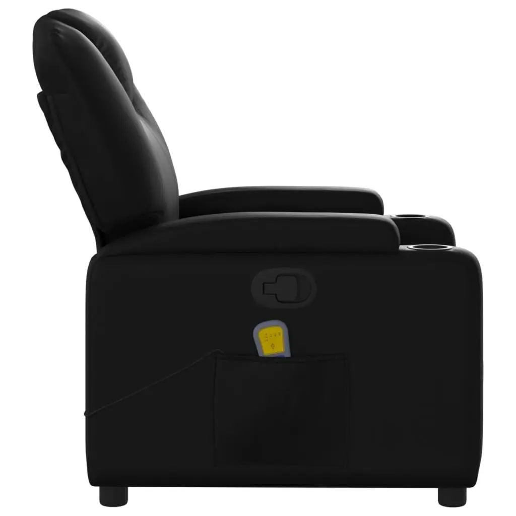 Massage Recliner Chair Black Faux Leather 3205979