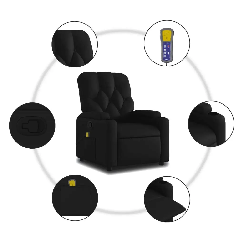 Massage Recliner Chair Black Faux Leather 3205676