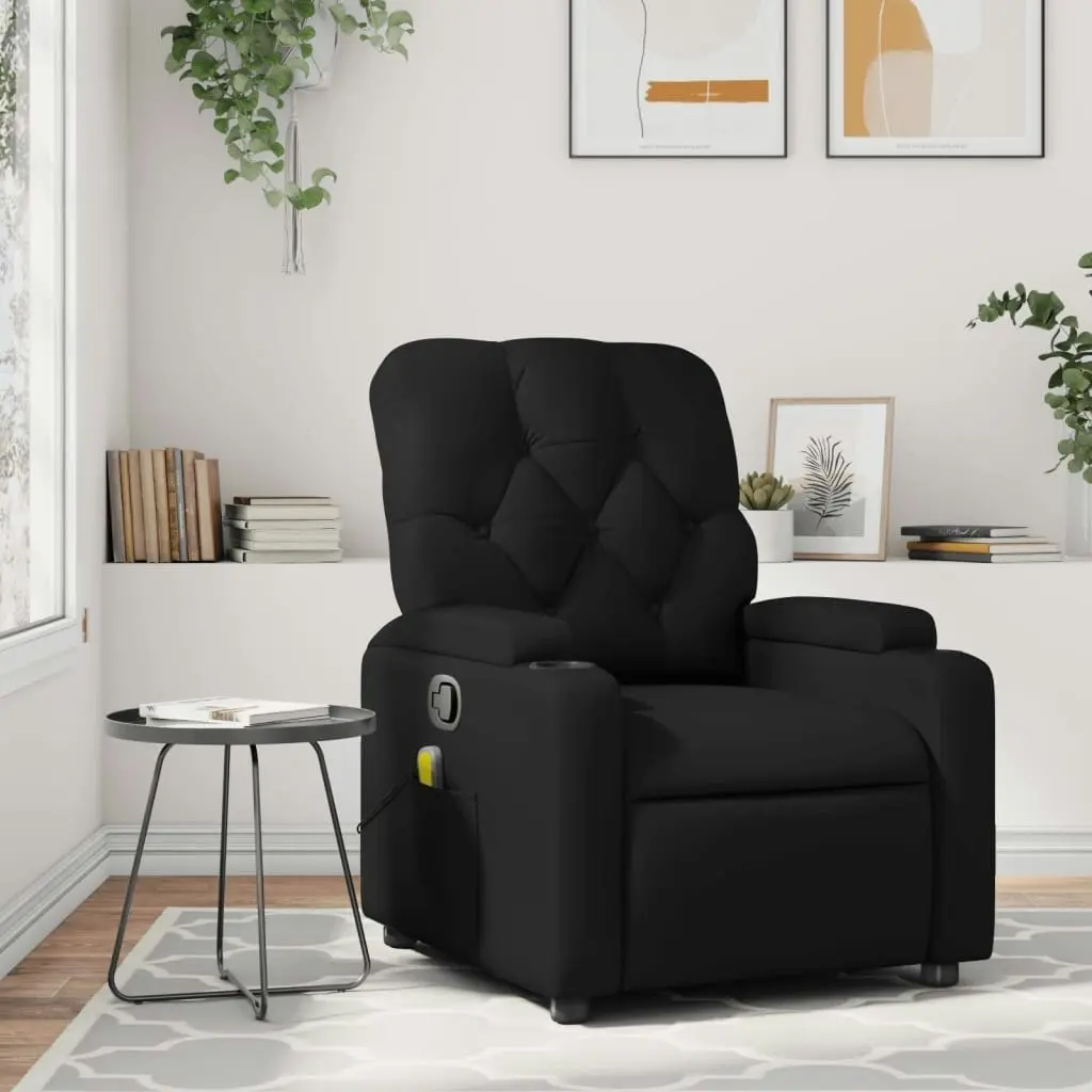 Massage Recliner Chair Black Faux Leather 3205676